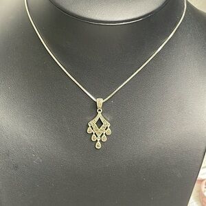 Vintage Judith Jack Sterling Silver Marcasite Pendant Necklace.